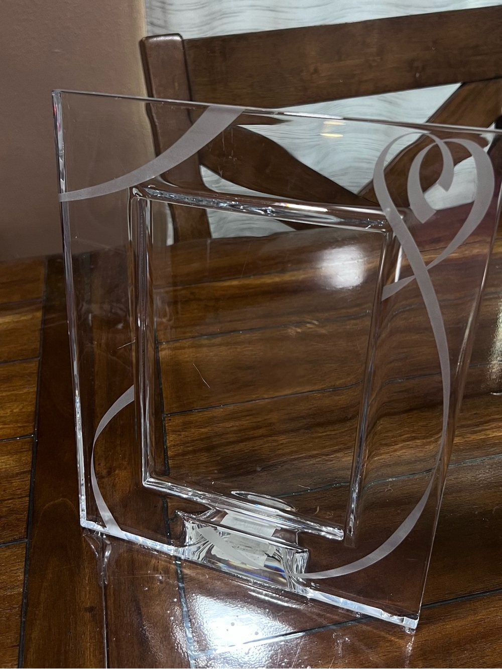 Lenox Clear Glass Vanity Photo Frame with White Etched Swirl Accents